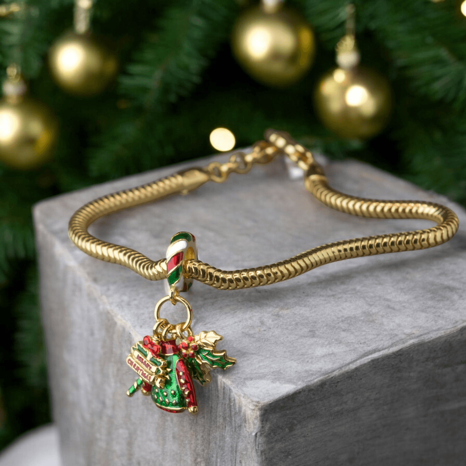 Charms ŚWIĄTECZNY jemioła sweter potrójny złoty srebro 925