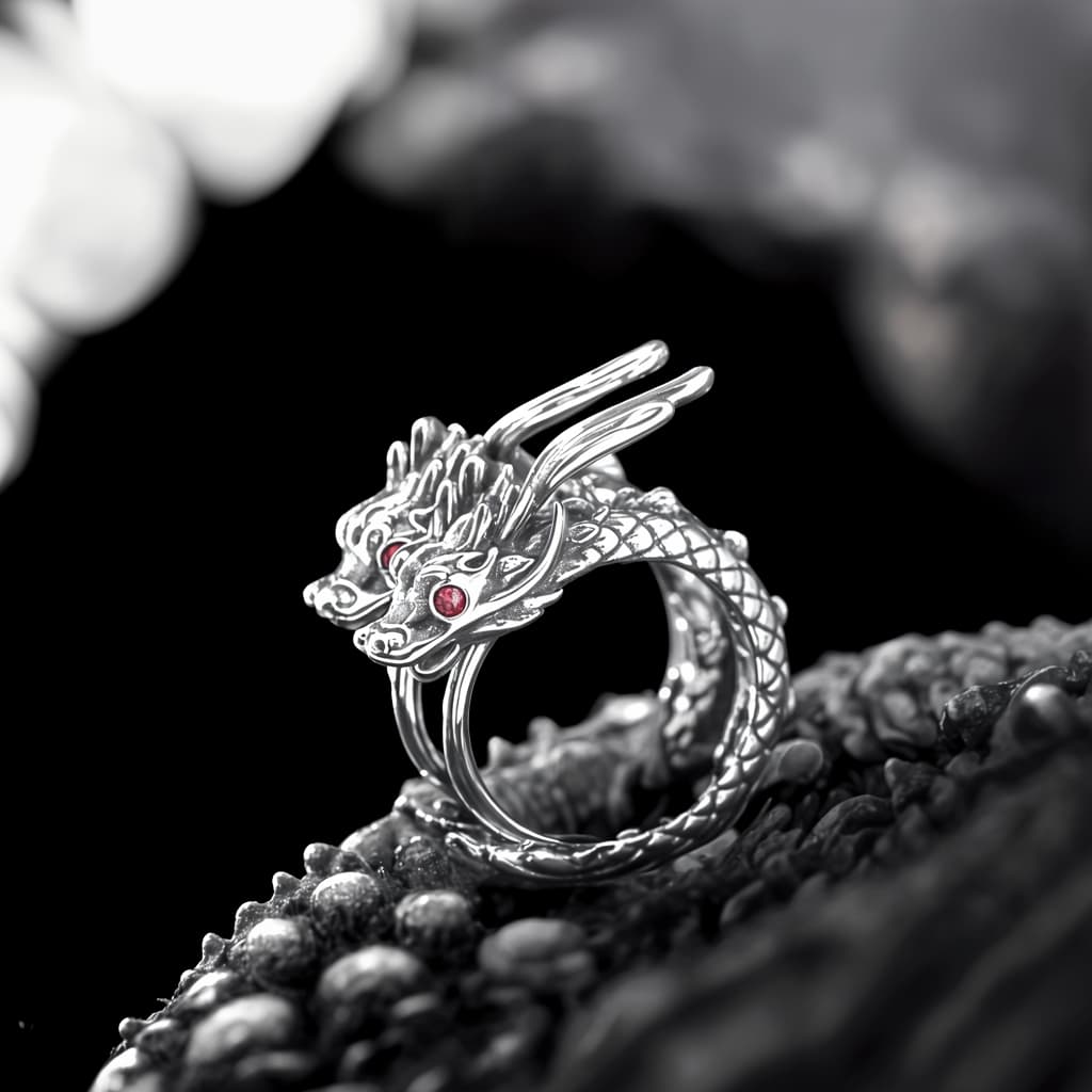 Kolczyki SMOK vintage srebro 925 kółka gotic punk