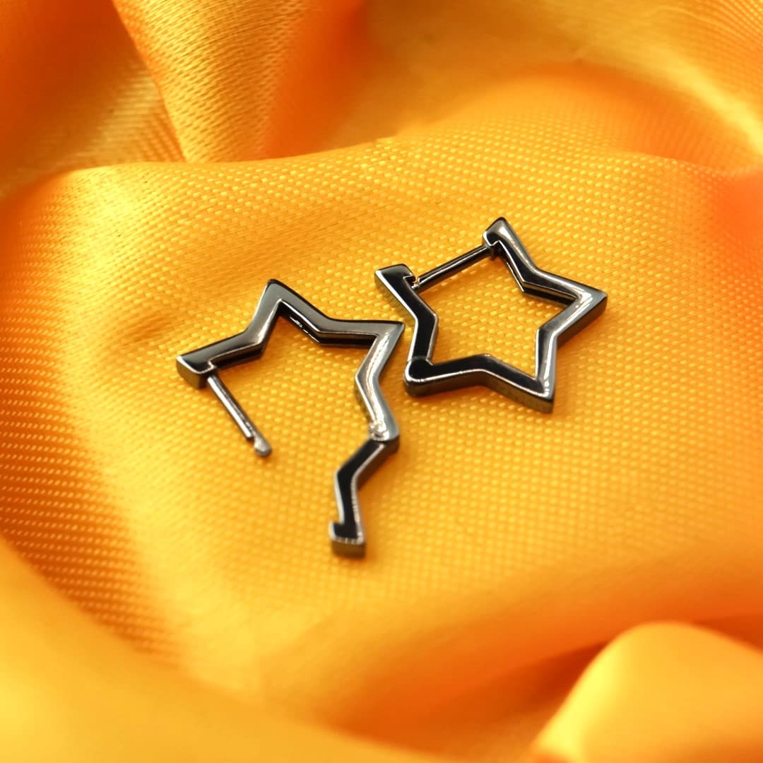 Gwiazdki kolczyki czarne srebro 925 gwiazdy czarne złoto