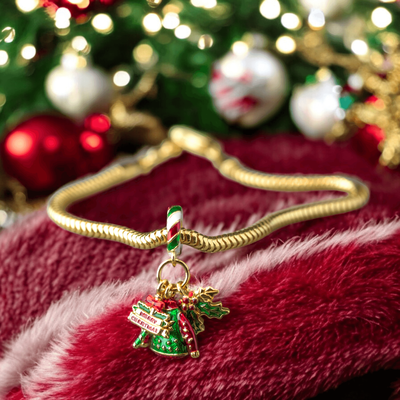 Charms ŚWIĄTECZNY jemioła sweter potrójny złoty srebro 925