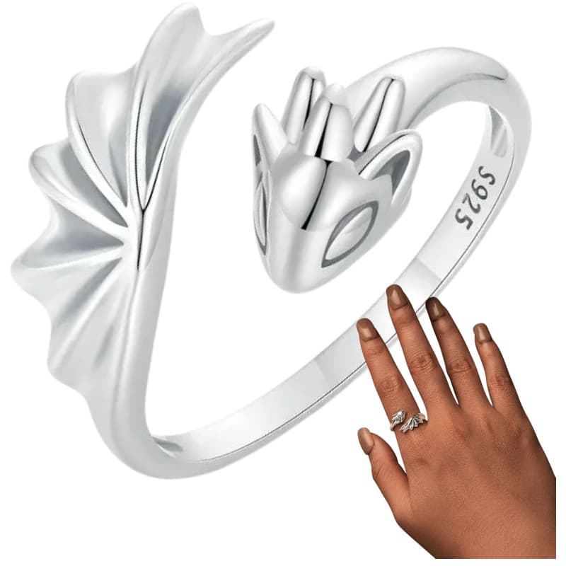 Pierścionek Smok Fantasy regulowany srebro 925