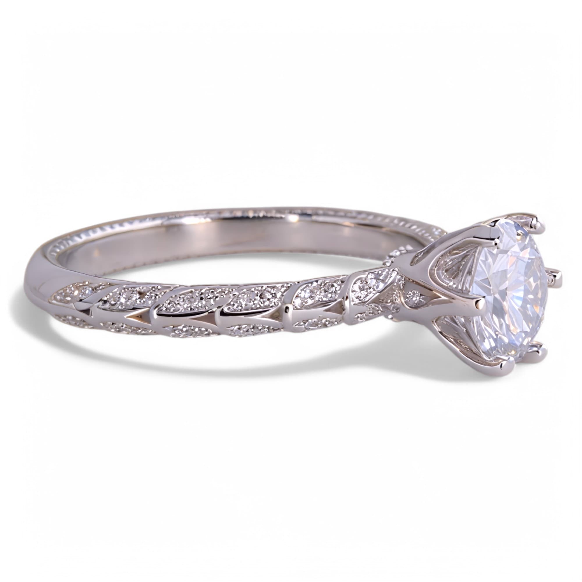 Pierścionek "Aurora Twist" z Moissanitem 1 ct – Klasyczna Elegancja srebro platyna