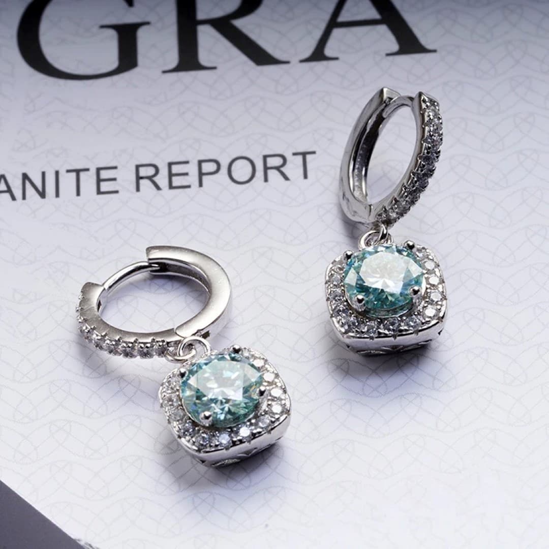 Kolczyki Halo Moissanit srebro 925