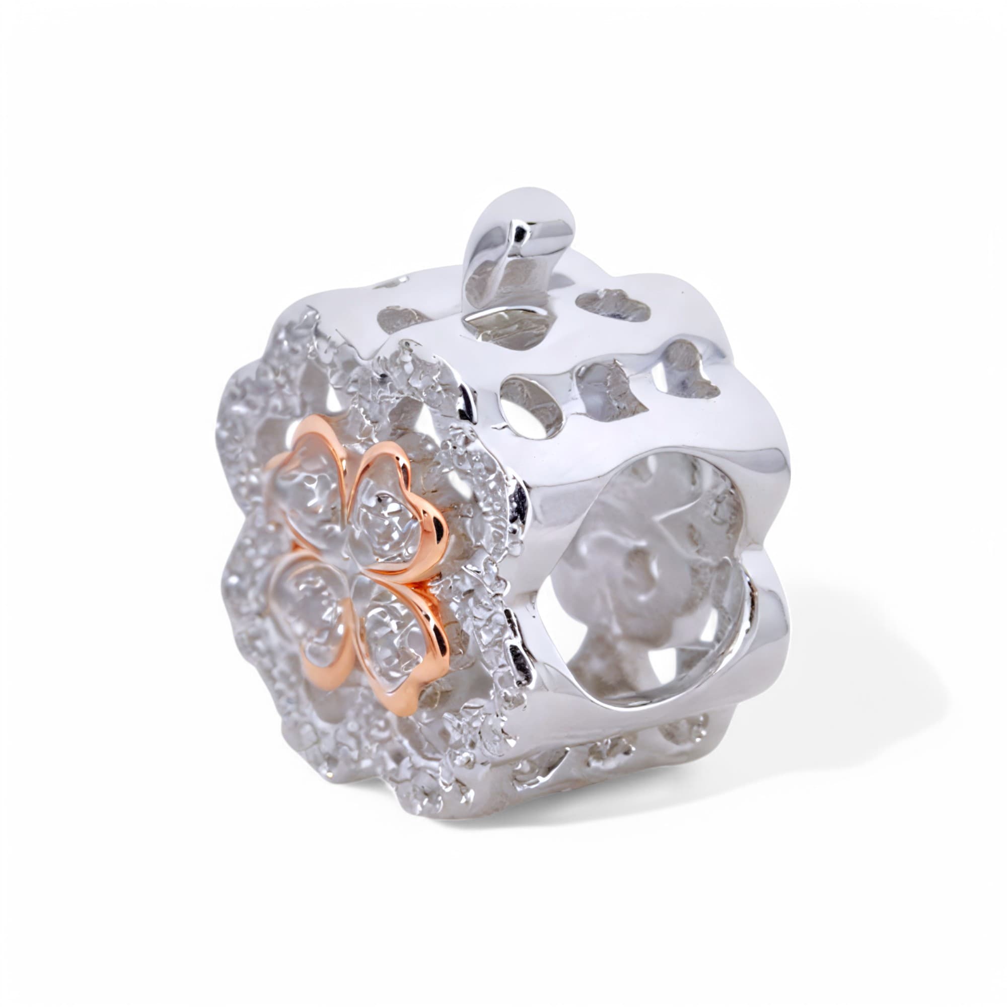 Charms srebrna Czterolistna koniczyna różowe złoto Srebro 925