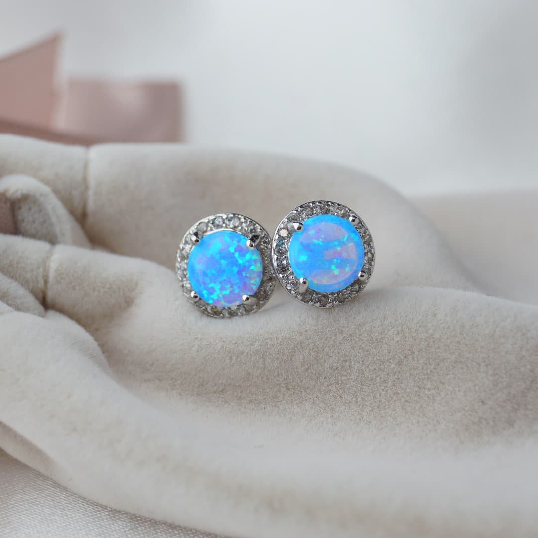 Opalizujące kolczyki srebro 925 opal