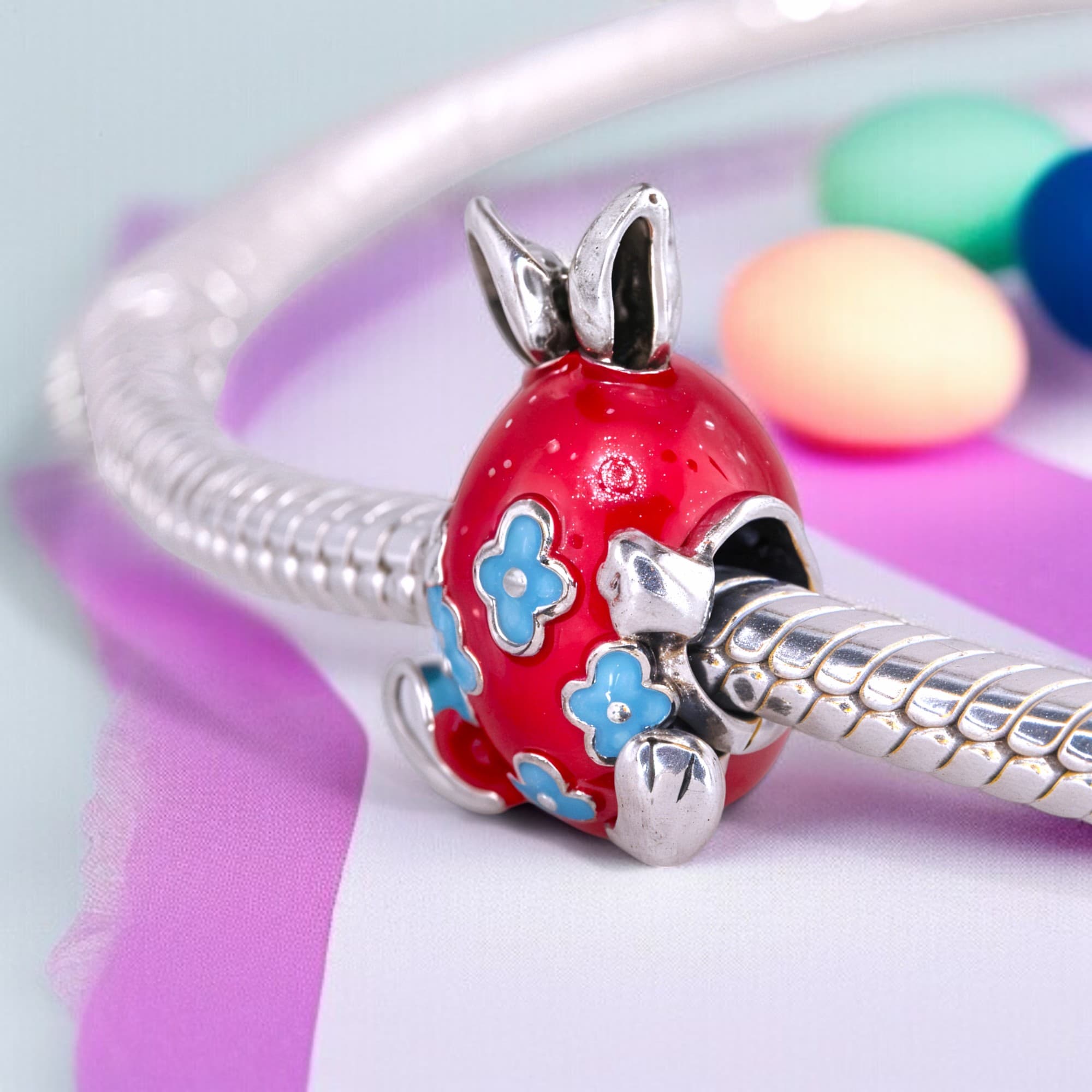 Charms Pisanka króliczka srebro 925 zawieszka