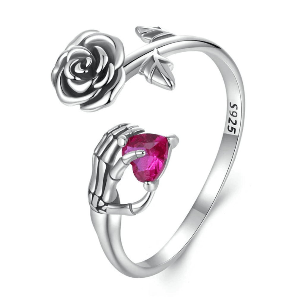 Pierścionek Różana Ręka Szkieletu srebro regulowany