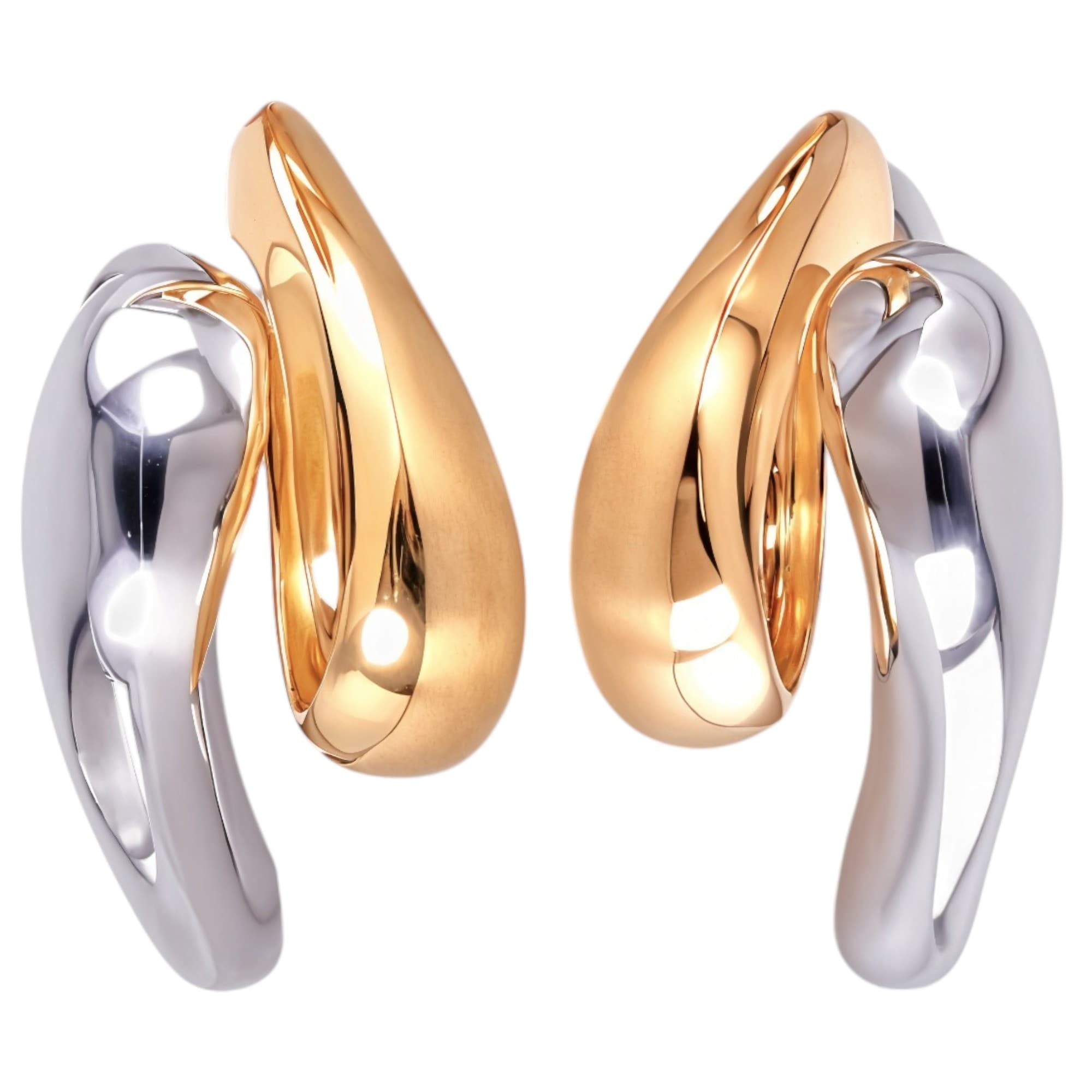 Kolczyki Srebrne Duo Gold Kropla Wody kropla złoto białe złoto