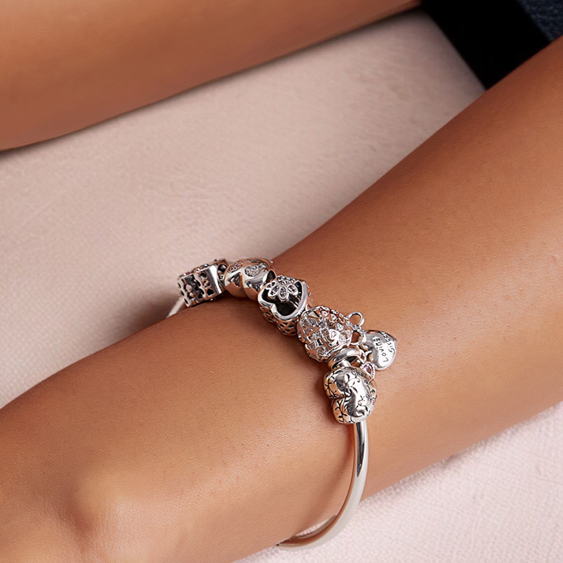 Charms ŁAPKA srebro 925 kot pies łapa różowe cyrkonie