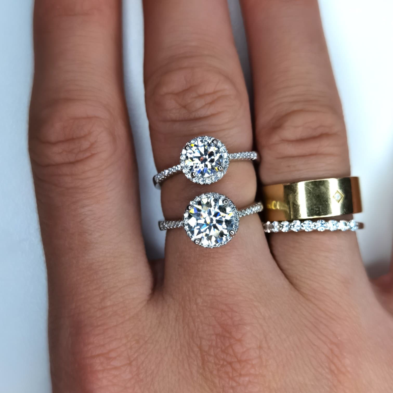 Pierścionek Halo Moissanite 2 ct srebro 925