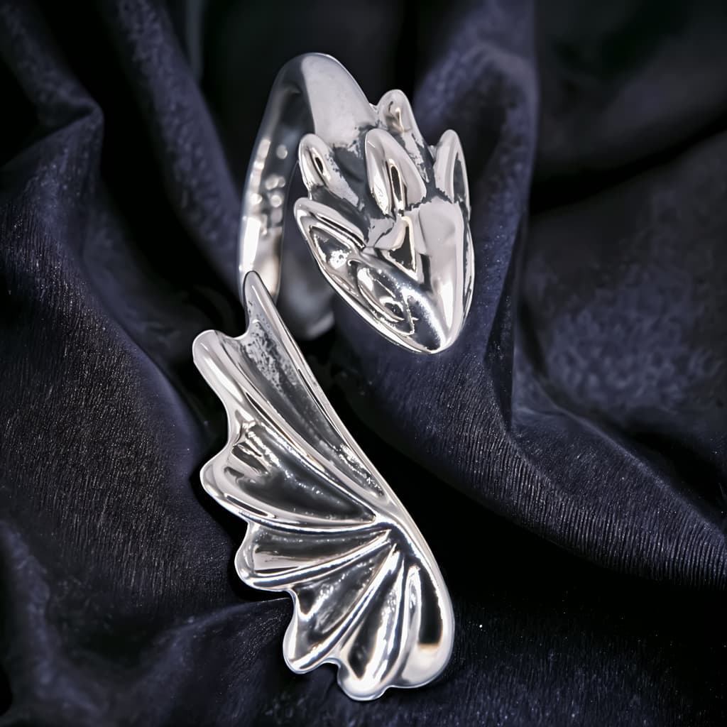 Pierścionek Smok Fantasy regulowany srebro 925