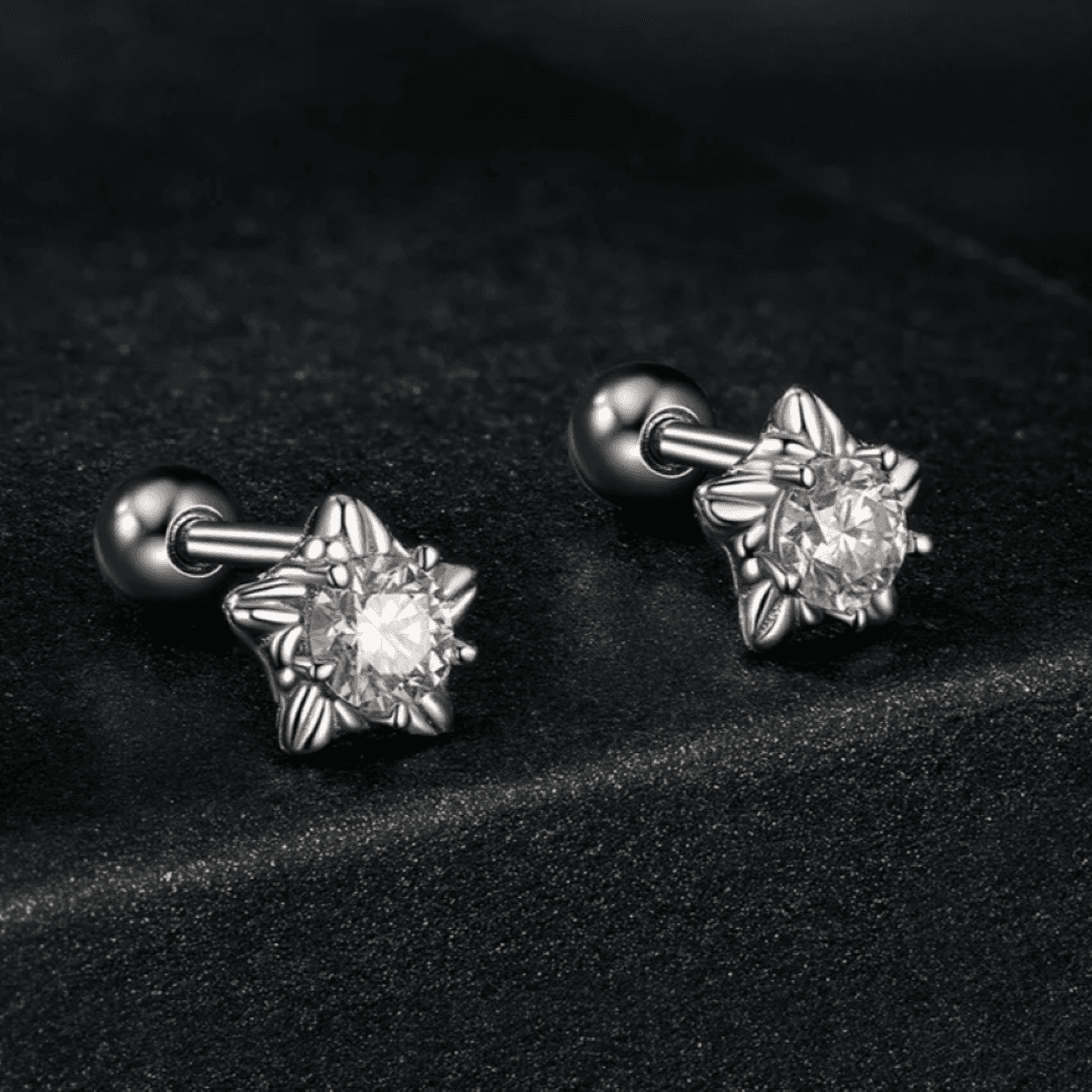 Kolczyki Gwiazdki Moissanite srebro 925 białe złoto