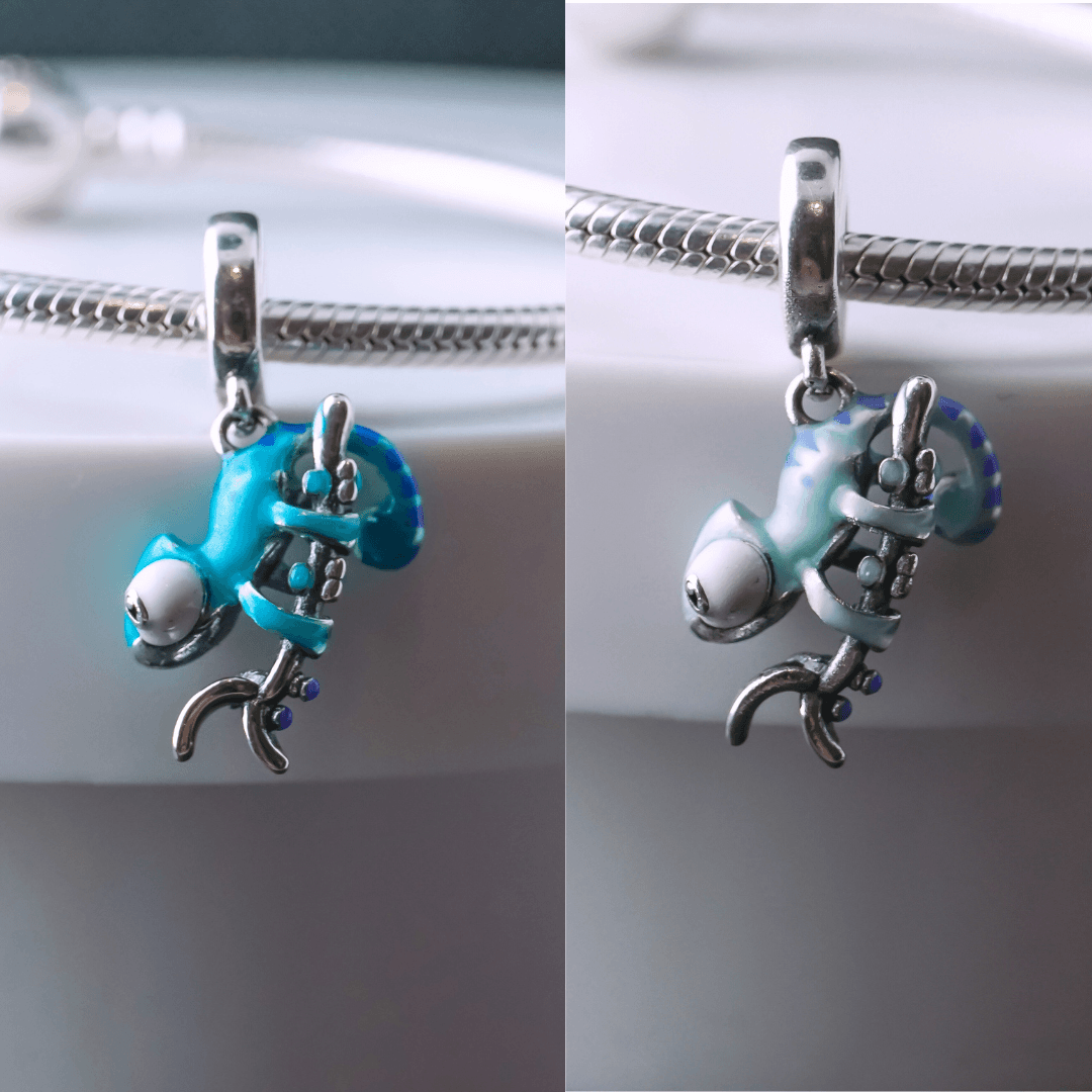 Charms Zmieniający kolor kameleon ze srebra 925
