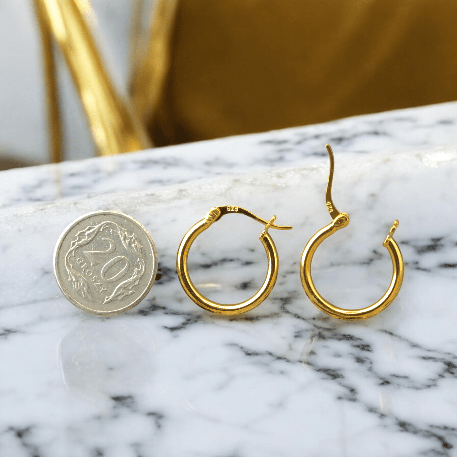 Kolczyki Okrągłe Koła Złote Srebro 925