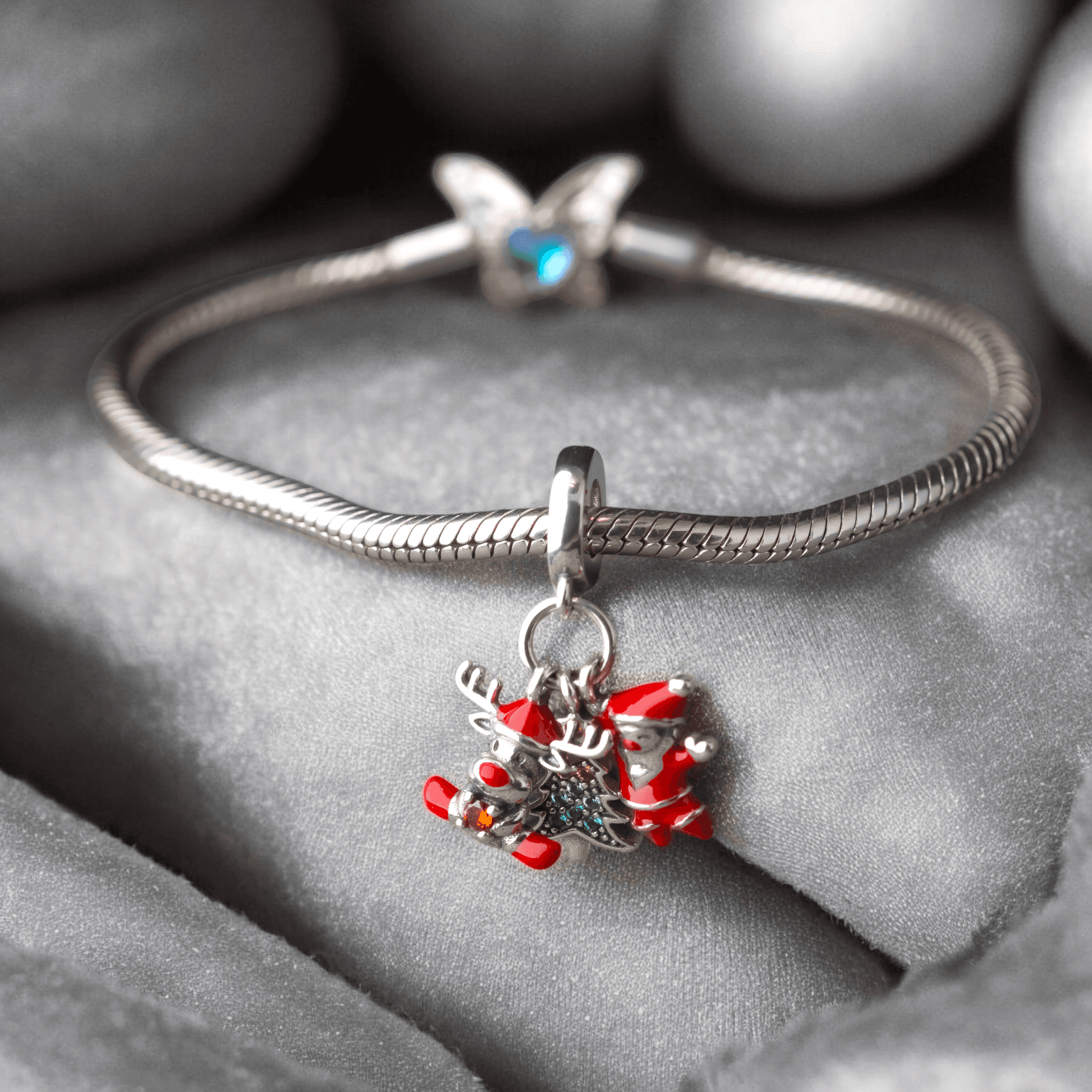 Zawieszka Świąteczna Mikołaj Choinka Renifer srebro 925