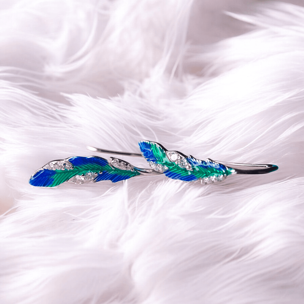 Kolczyki Piórko srebro 925 boho