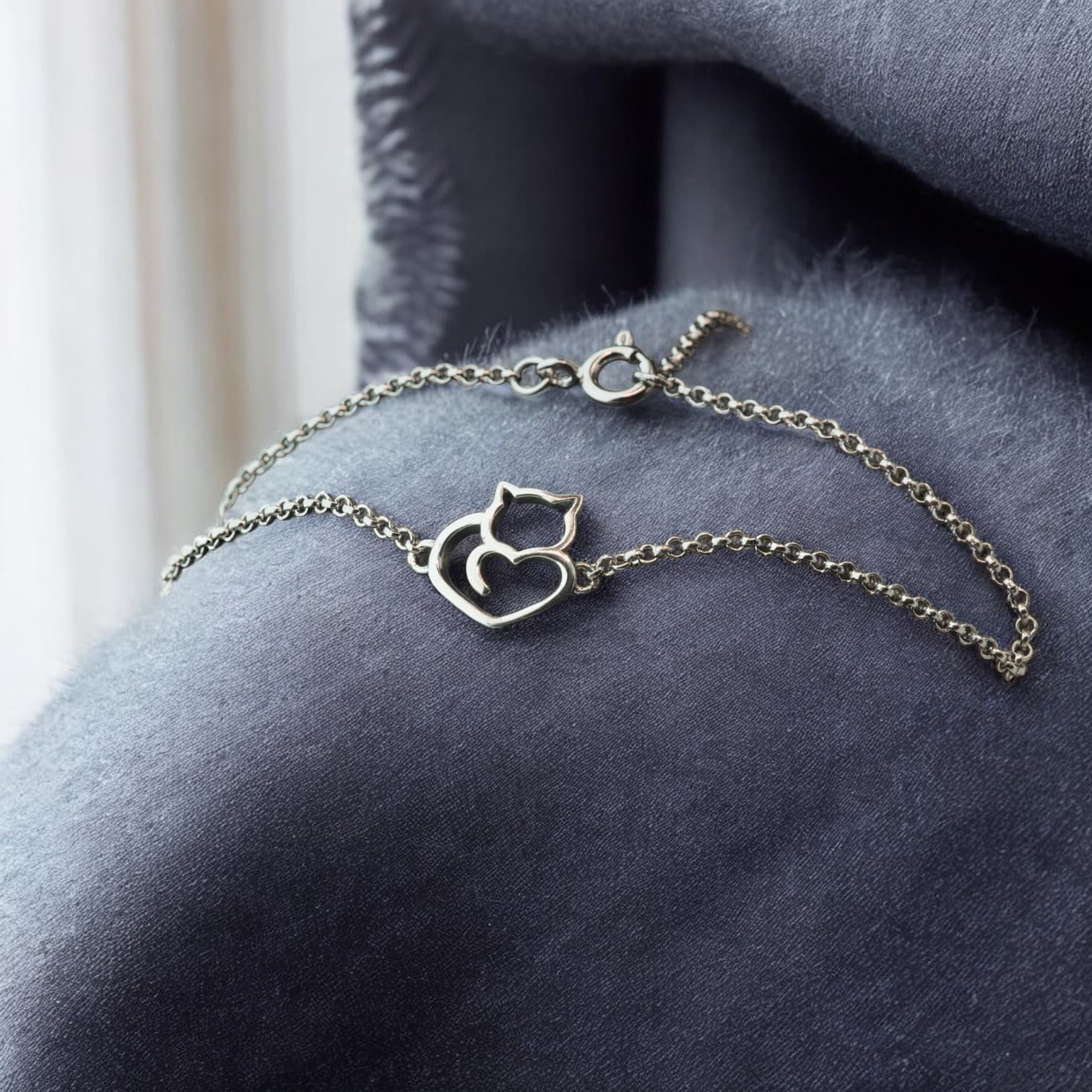 Bransoletka regulowana Kot srebro 925