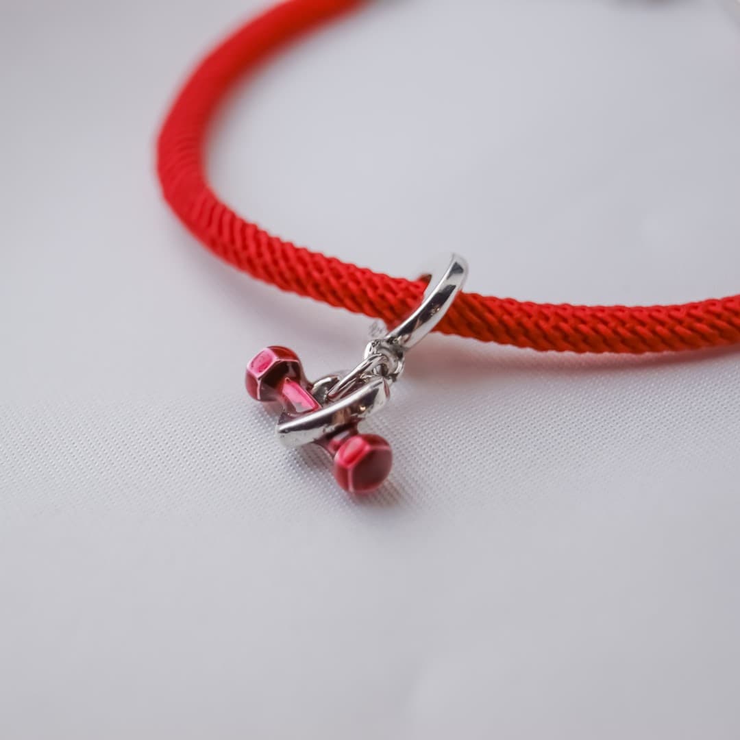 Bransoletka sznurkowa gruba Srebro 925 i platyna