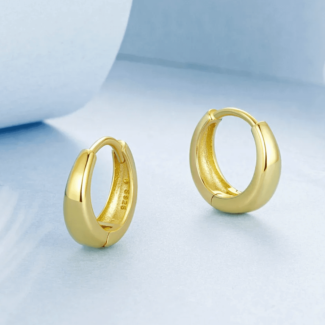 Złote Kolczyki minimalistyczne srebro 925