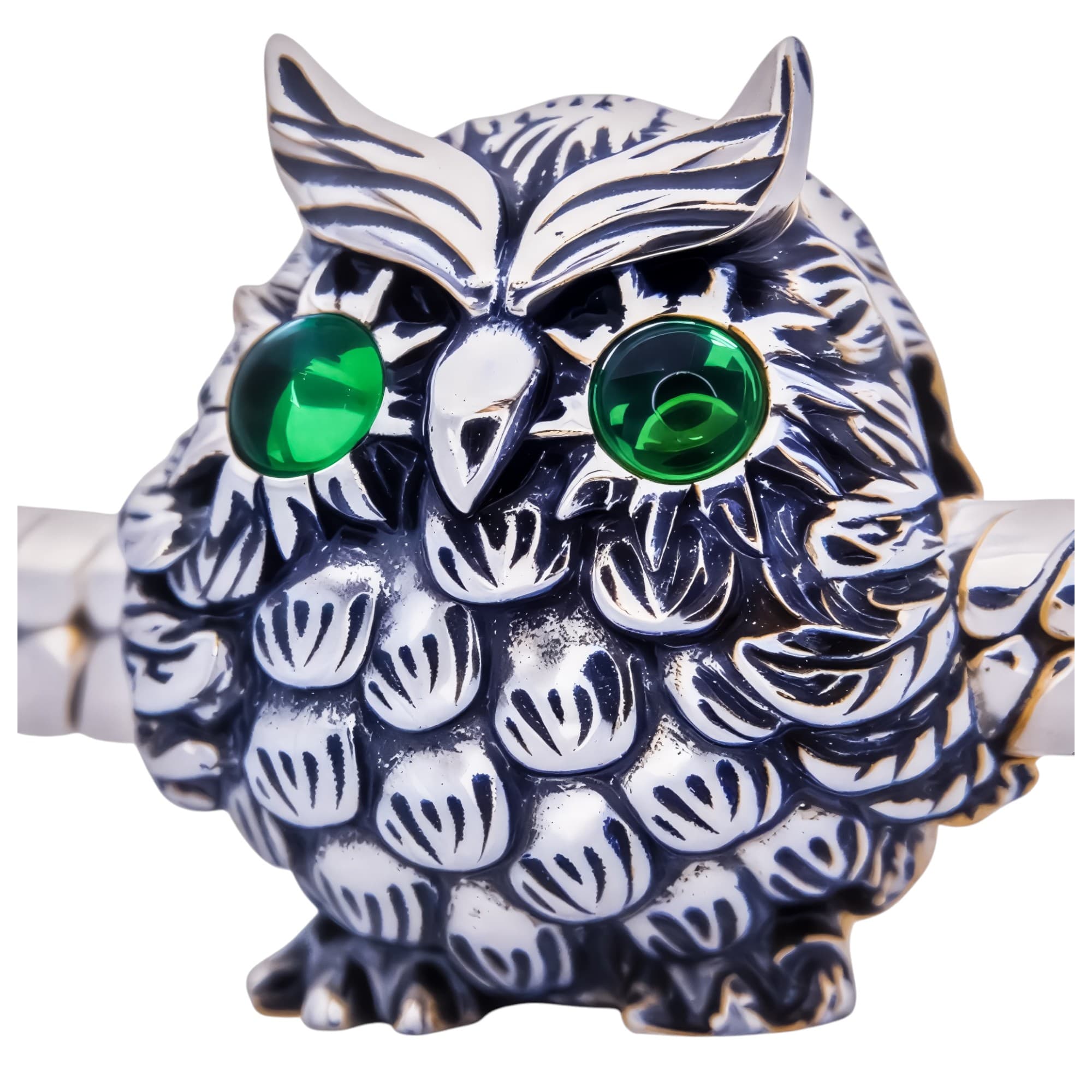 Charms zawieszka Sówka Puchacz srebro 925 opal zielony sowa