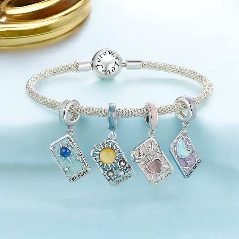 Charms Karta tarota Księżyc Srebro wróżba wielkie arkana