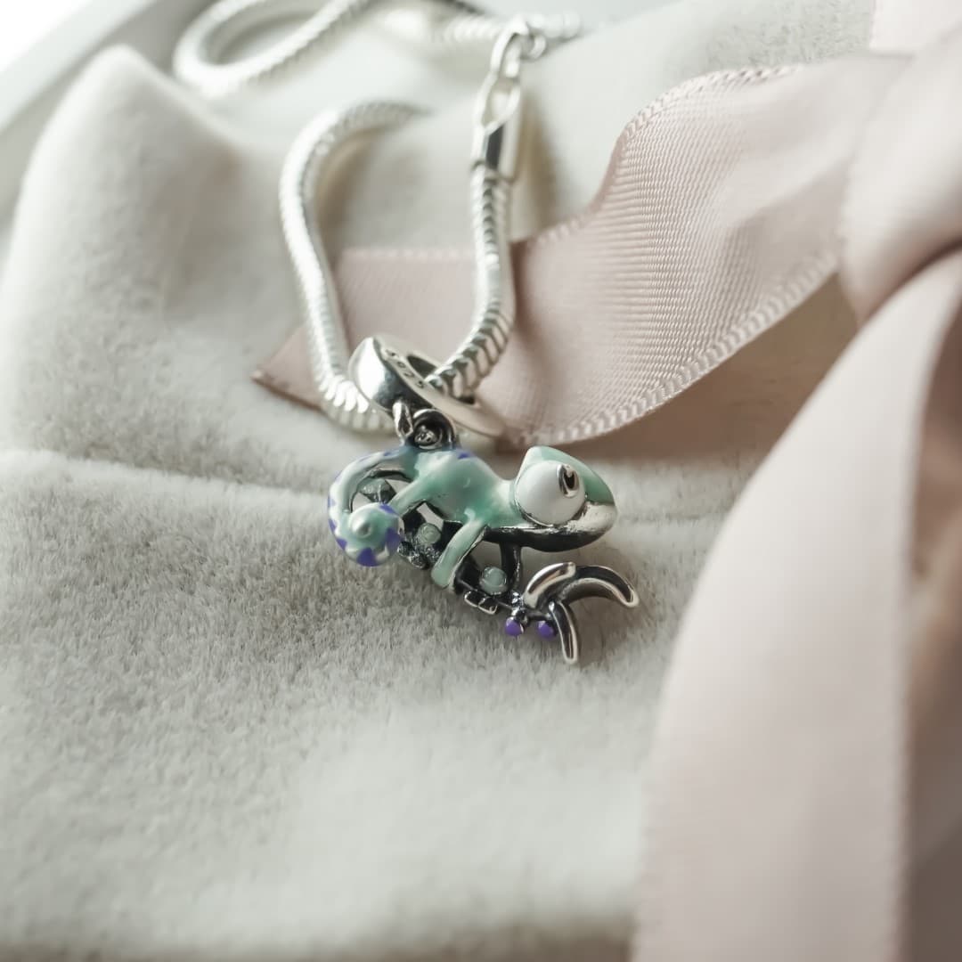 Charms Zmieniający kolor kameleon ze srebra 925