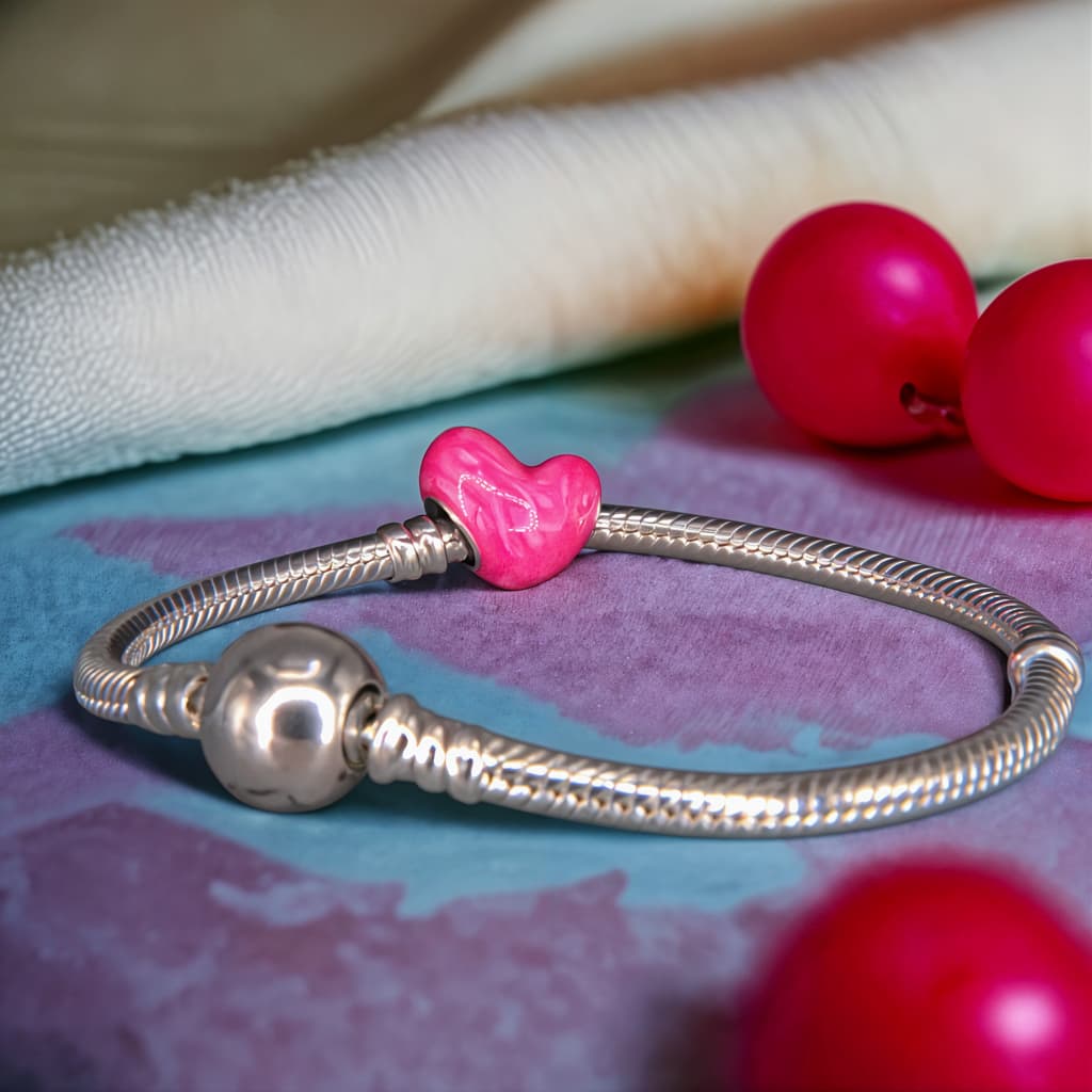 Charms RÓŻOWE LOVE  srebro 925 serce miłość walentynki kocham cię