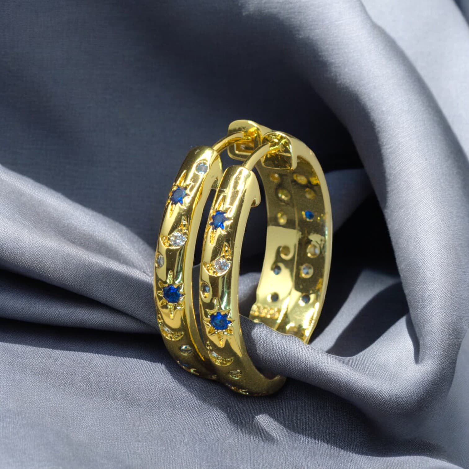 Kolczyki ROZGWIEŻDŻONE NIEBO srebro złote