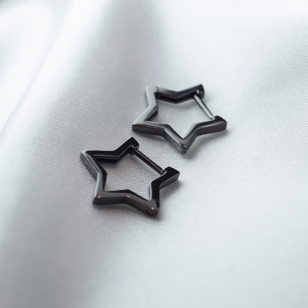 Gwiazdki kolczyki czarne srebro 925 gwiazdy czarne złoto