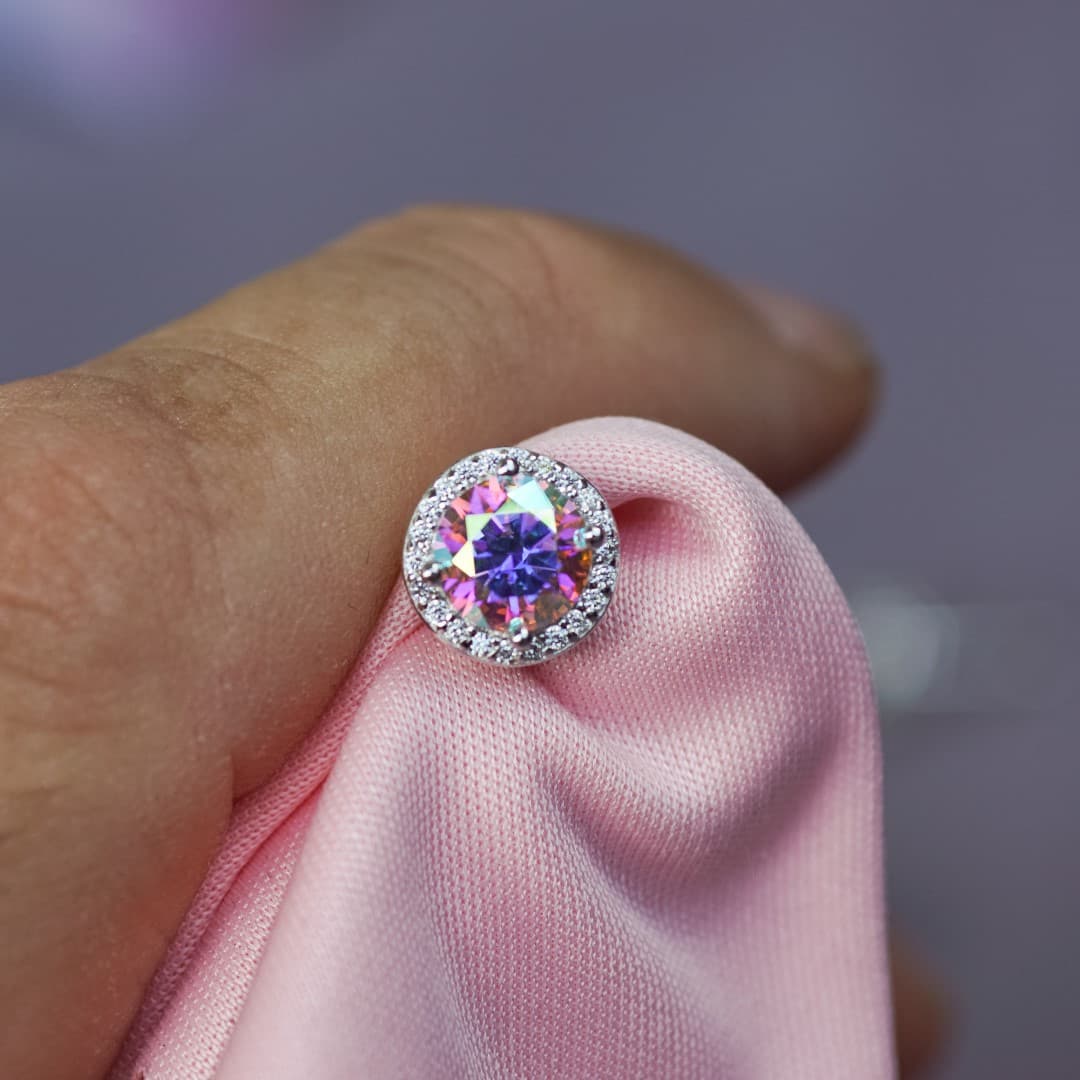 Kolczyki "Zorza Polarna" z diamentem Moissanite