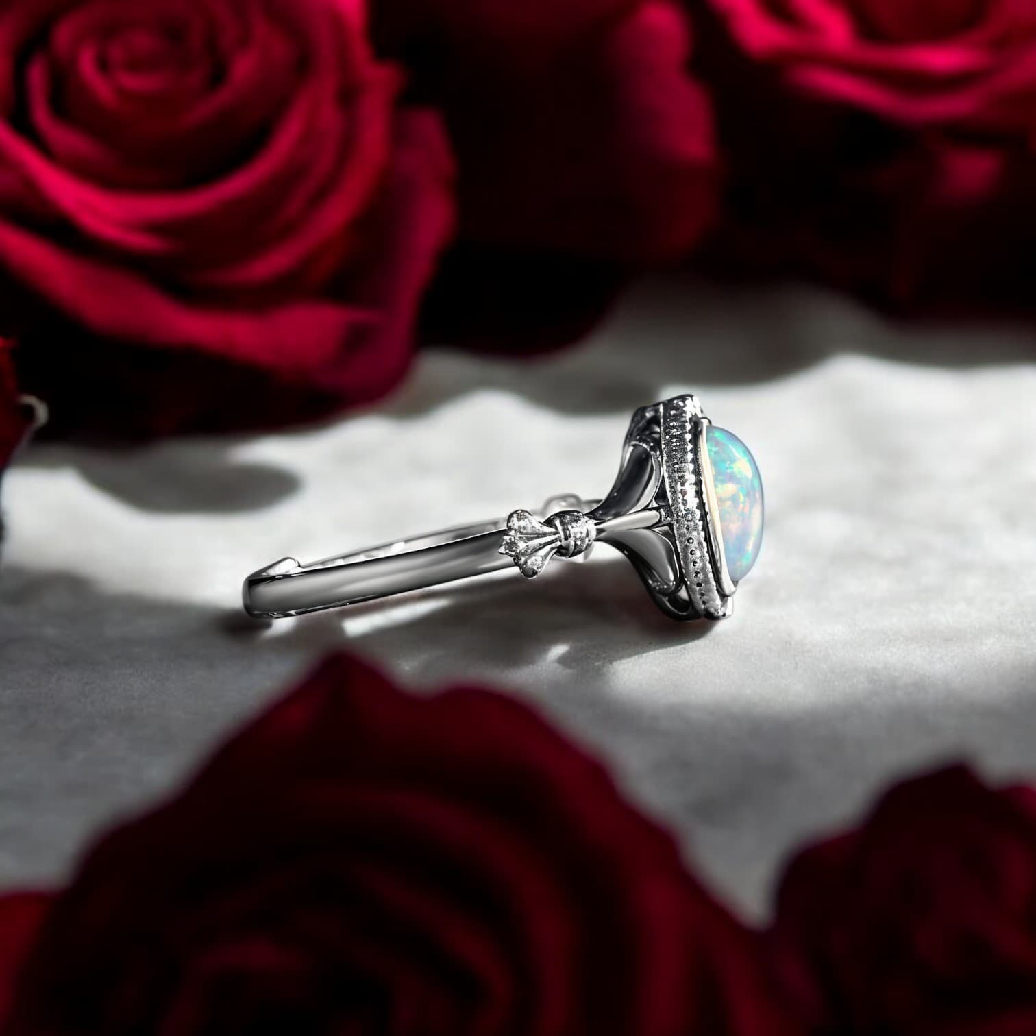 Pierścionek z OPALEM srebro 925 retro regulowany