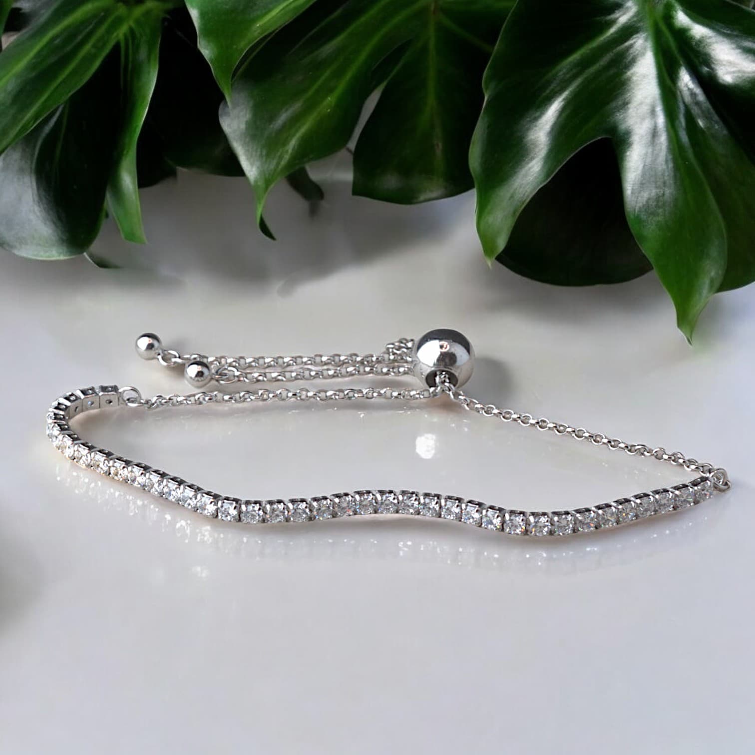 LŚNIĄCA BRANSOLETKA tenisowa srebro 925 platyna