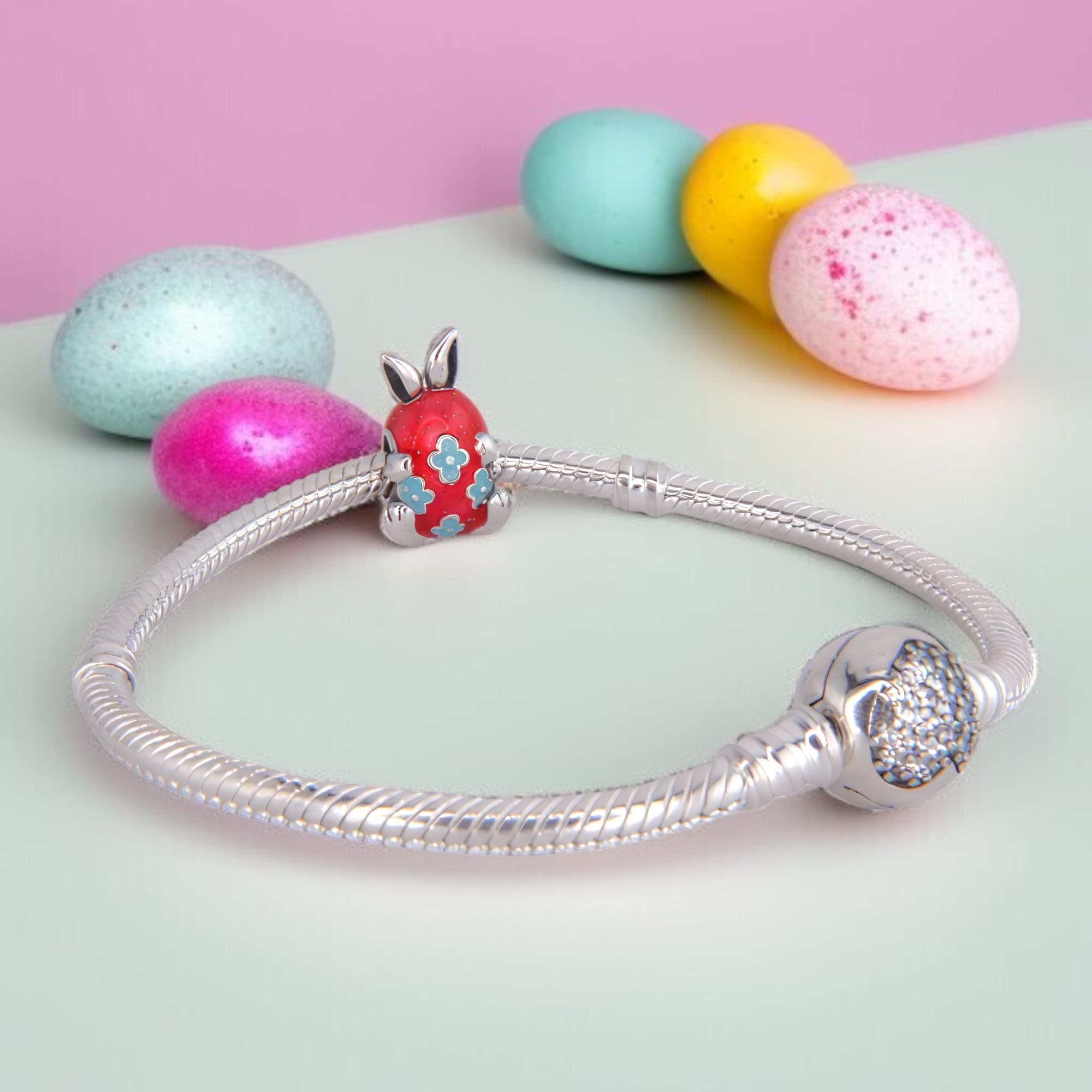 Charms Pisanka króliczka srebro 925 zawieszka