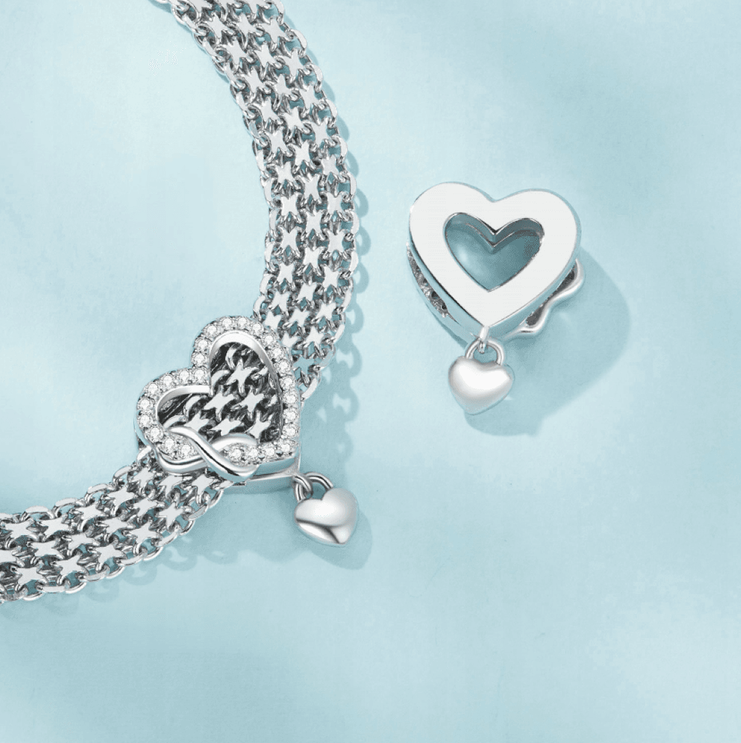 Charms Reflexions Nieskończoność srebro 925 zawieszka do płaskiej bransoletki serce