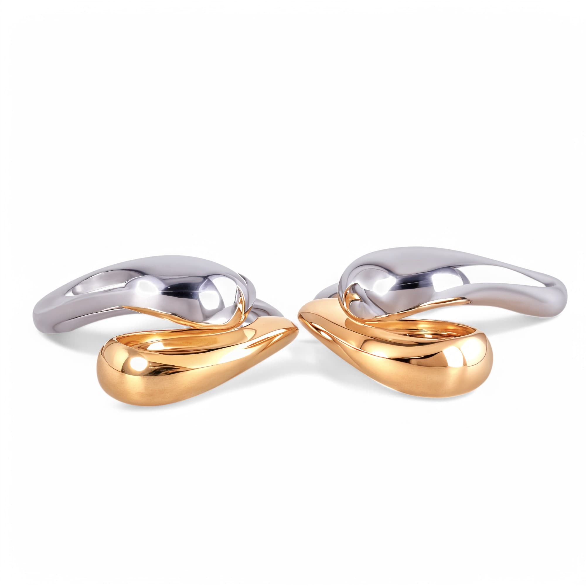 Kolczyki Srebrne Duo Gold Kropla Wody kropla złoto białe złoto