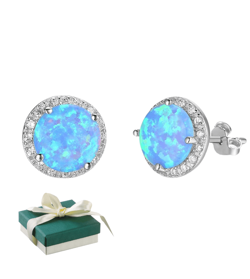 Opalizujące kolczyki srebro 925 opal