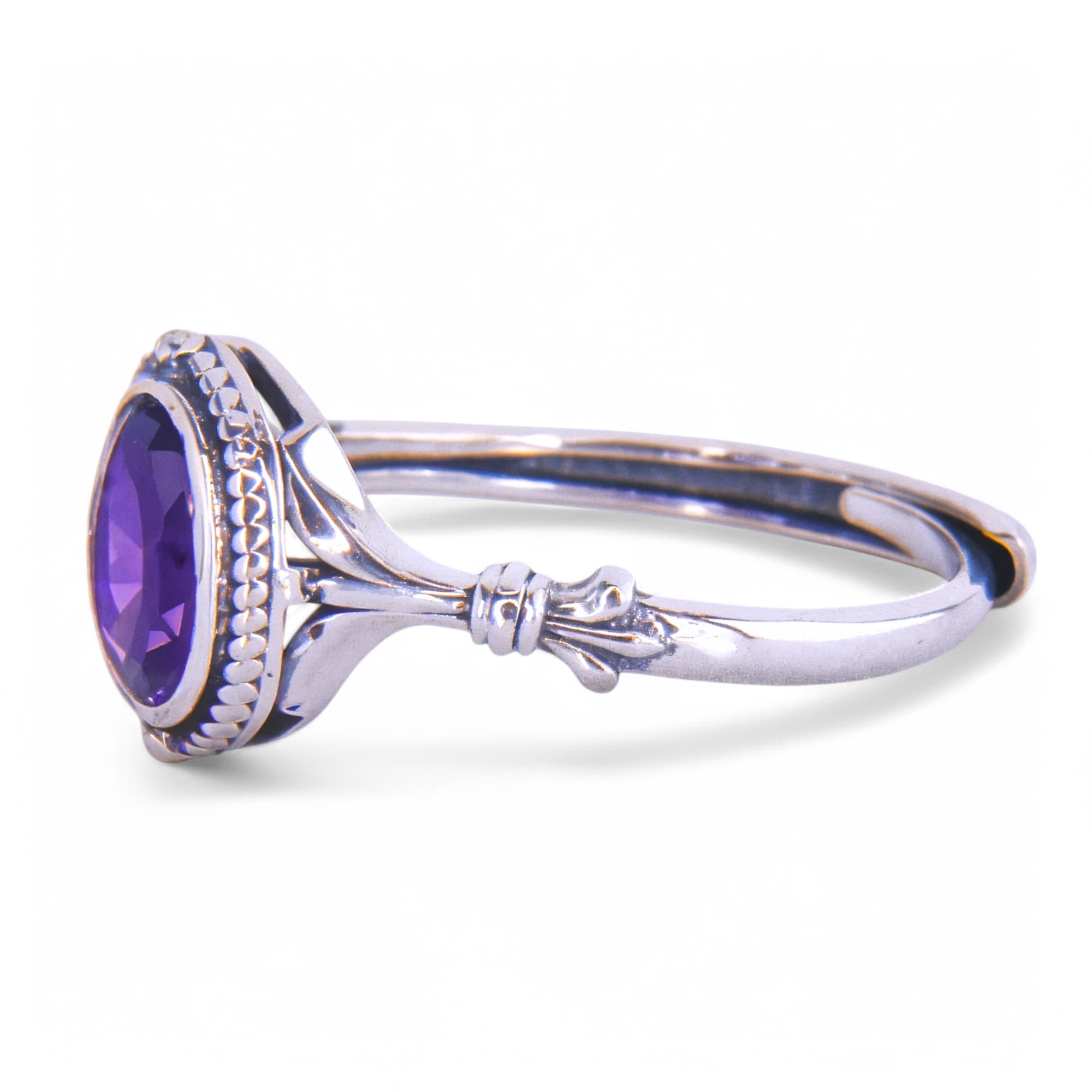 Pierścionek z naturalnym ametystem srebro 925 vintage