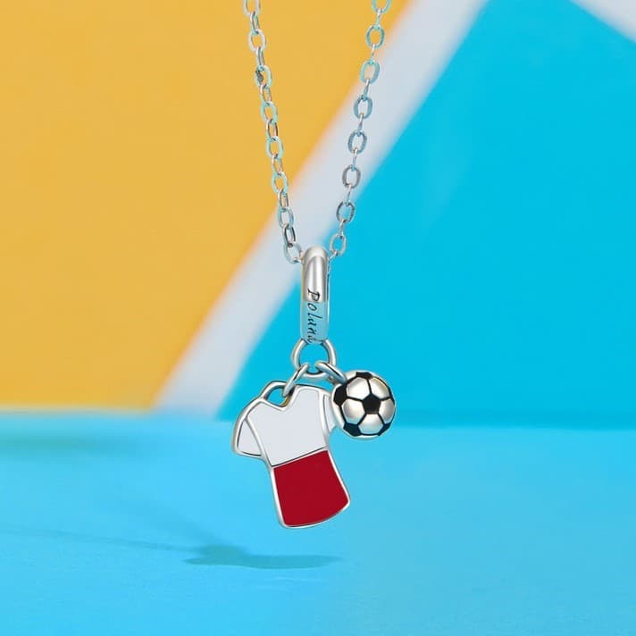 Charms Piłka nożna Polska reprezentacja srebro 925 oksydowane Poland