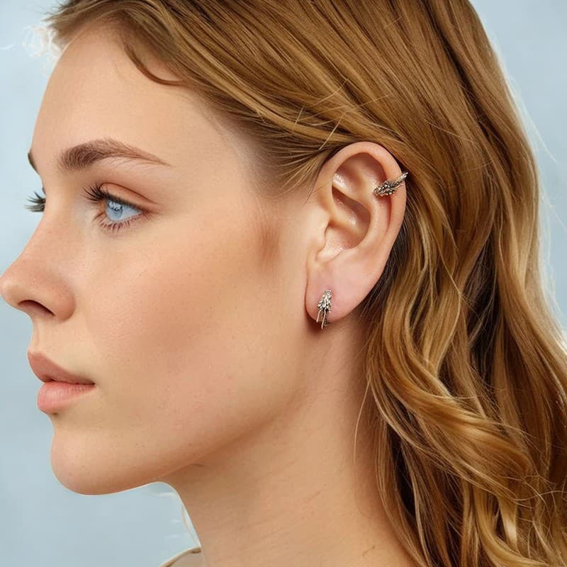 Nausznica kolczyk SMOK fantasy unikalny SREBRO 925