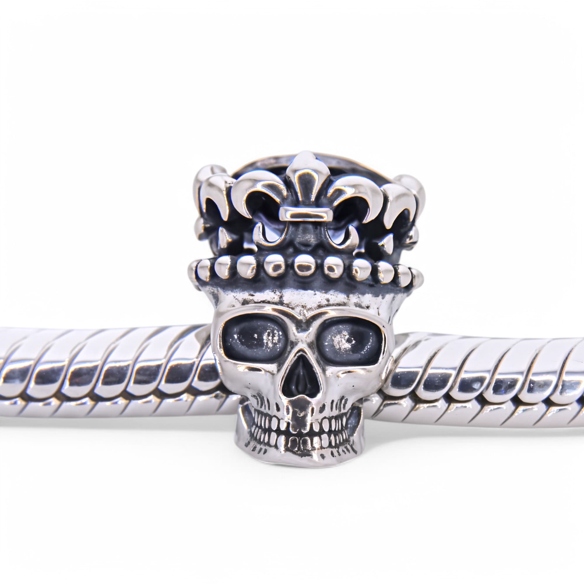 Charms CZASZKA srebro 925 halloween z cyrkonią skull