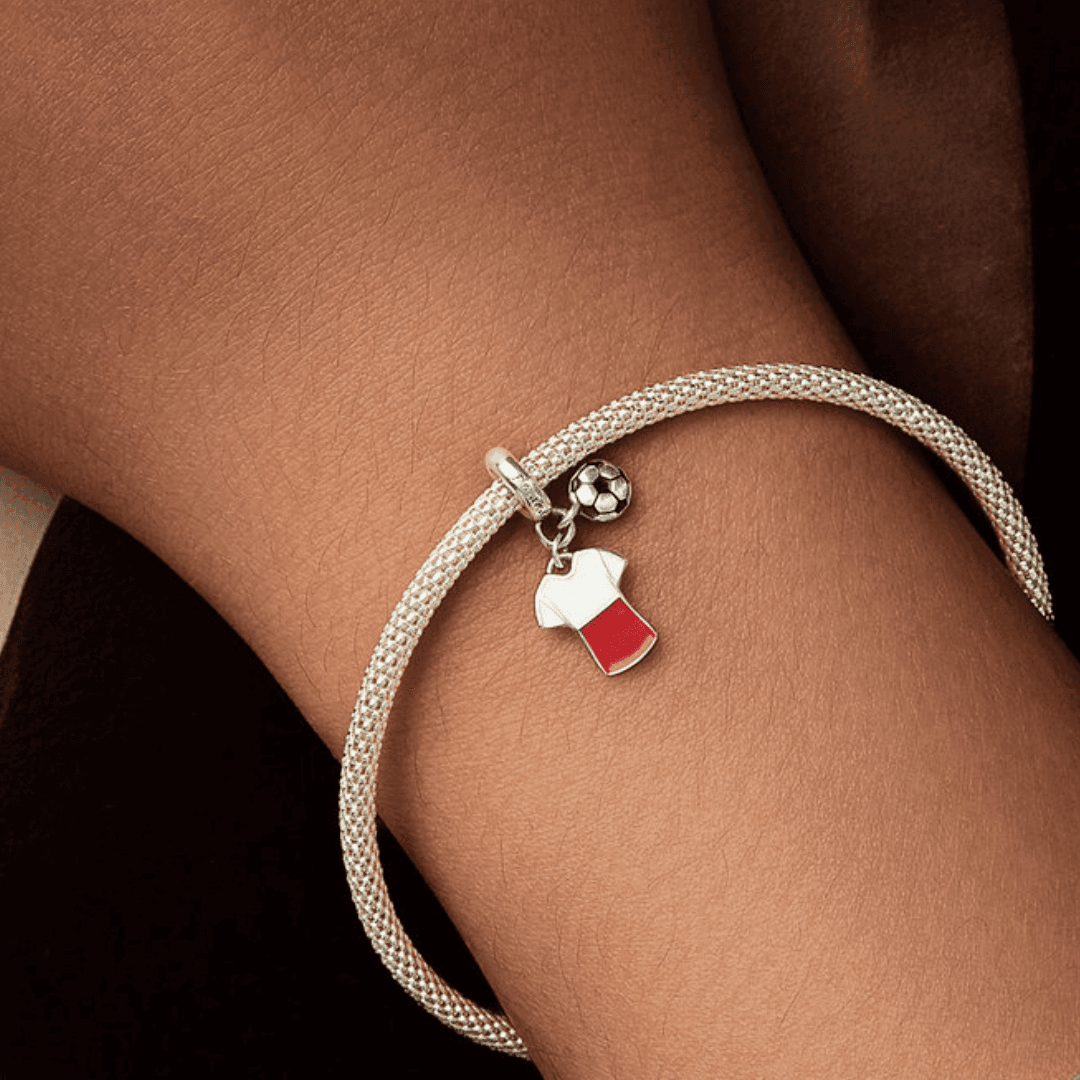 Charms Piłka nożna Polska reprezentacja srebro 925 oksydowane Poland