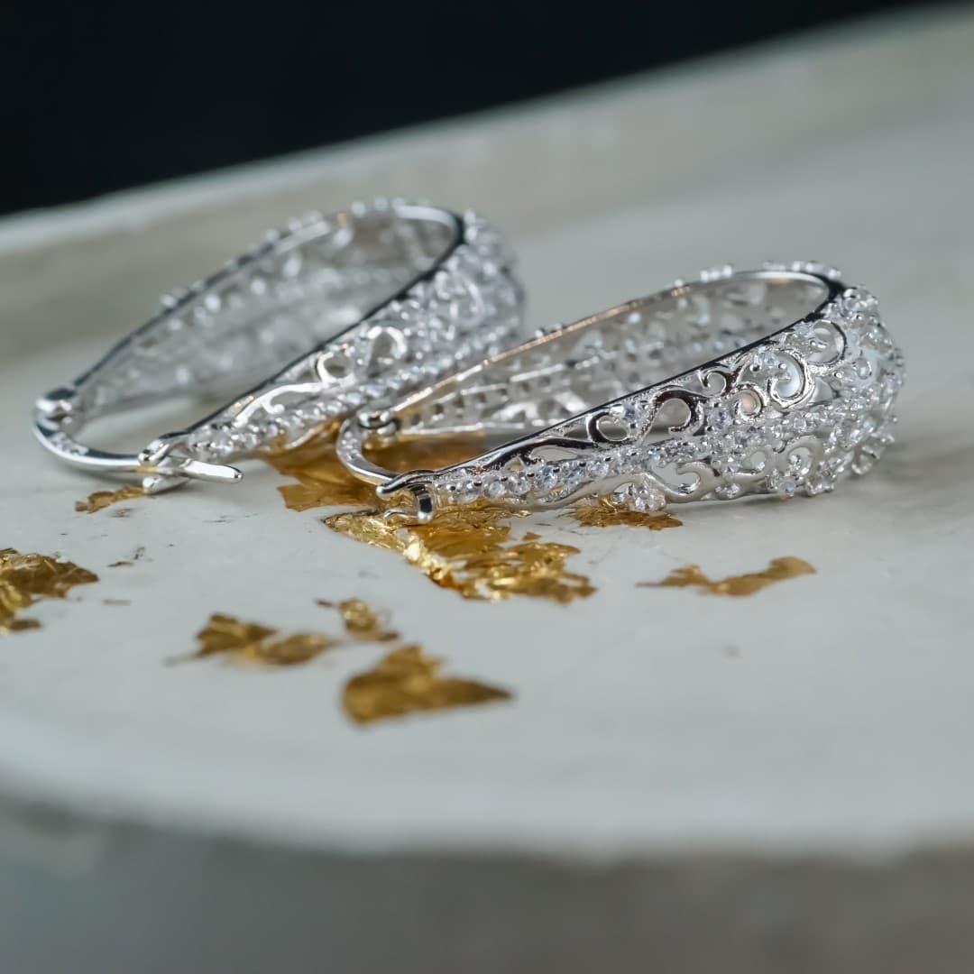 Kolczyki Winogrona Srebro i platyna starodawne vintage arcydzieło