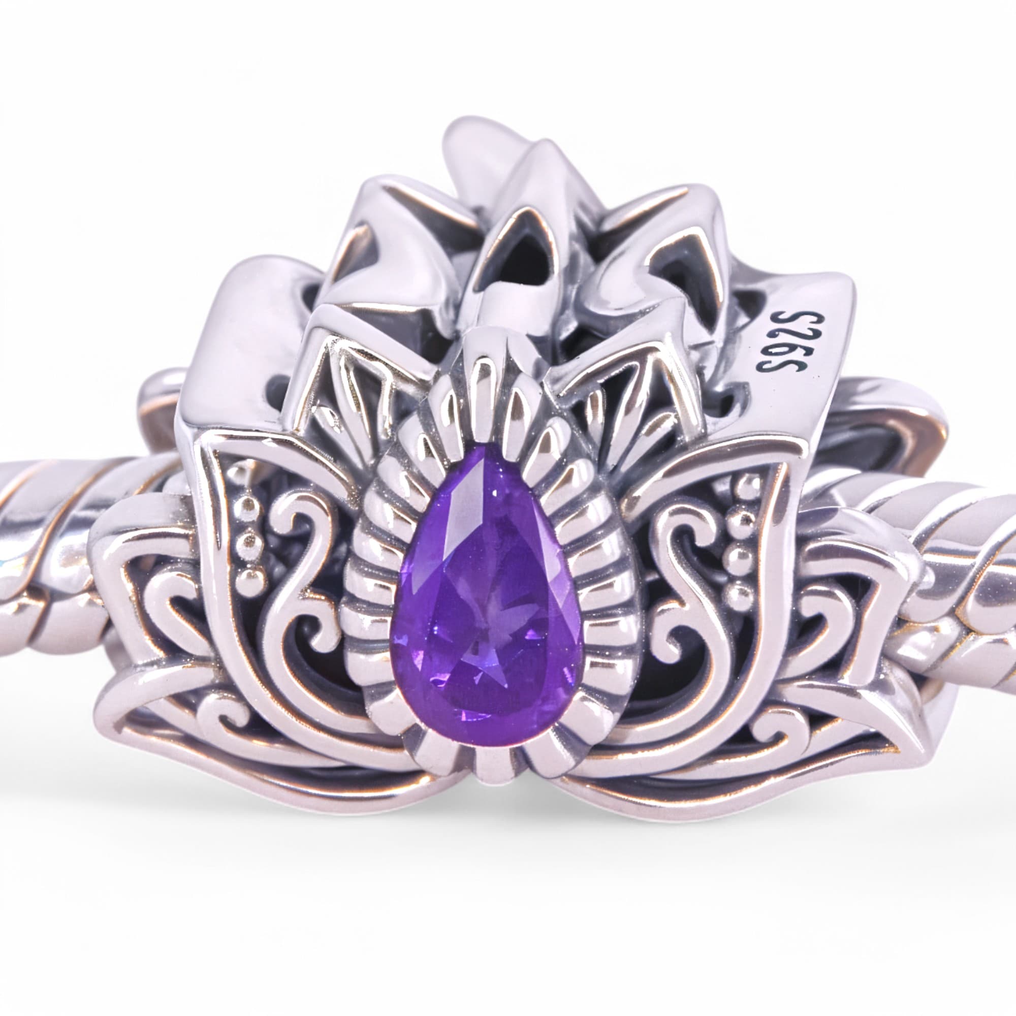 Charms Kwiat lotosu srebro 925 cyrkonie