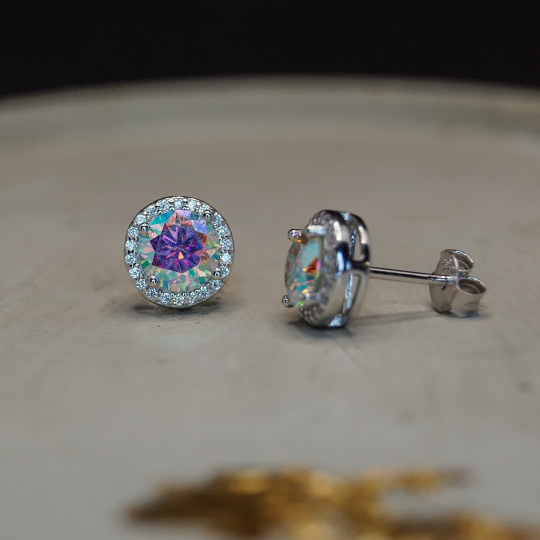 Kolczyki "Zorza Polarna" z diamentem Moissanite